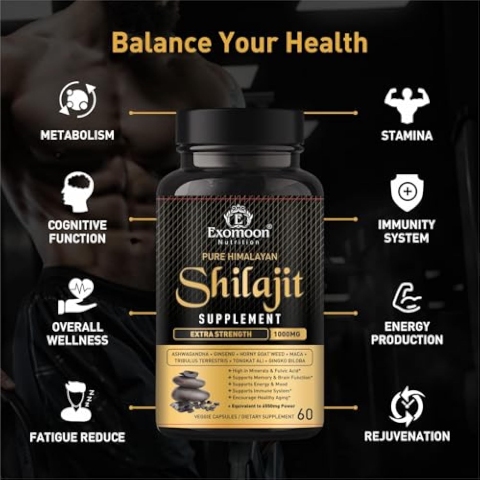 Pure Himalayan Shilajit Capsules Supplement - Max Strength